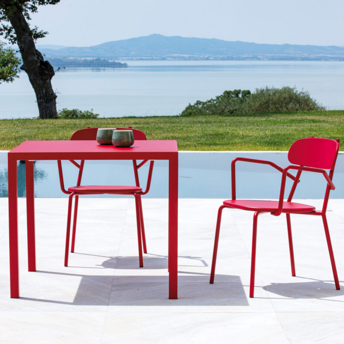 Sedie "Fox" da giardino in metallo verniciato impilabili cm 53x53 84h