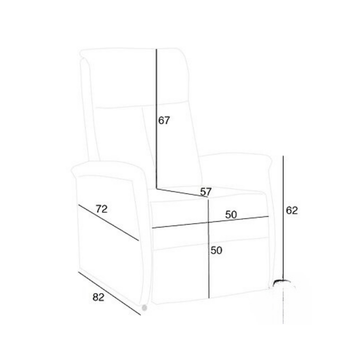 Poltrona reclinabile "Randall" funzione elevatore 2 motori cm 82x75 110h