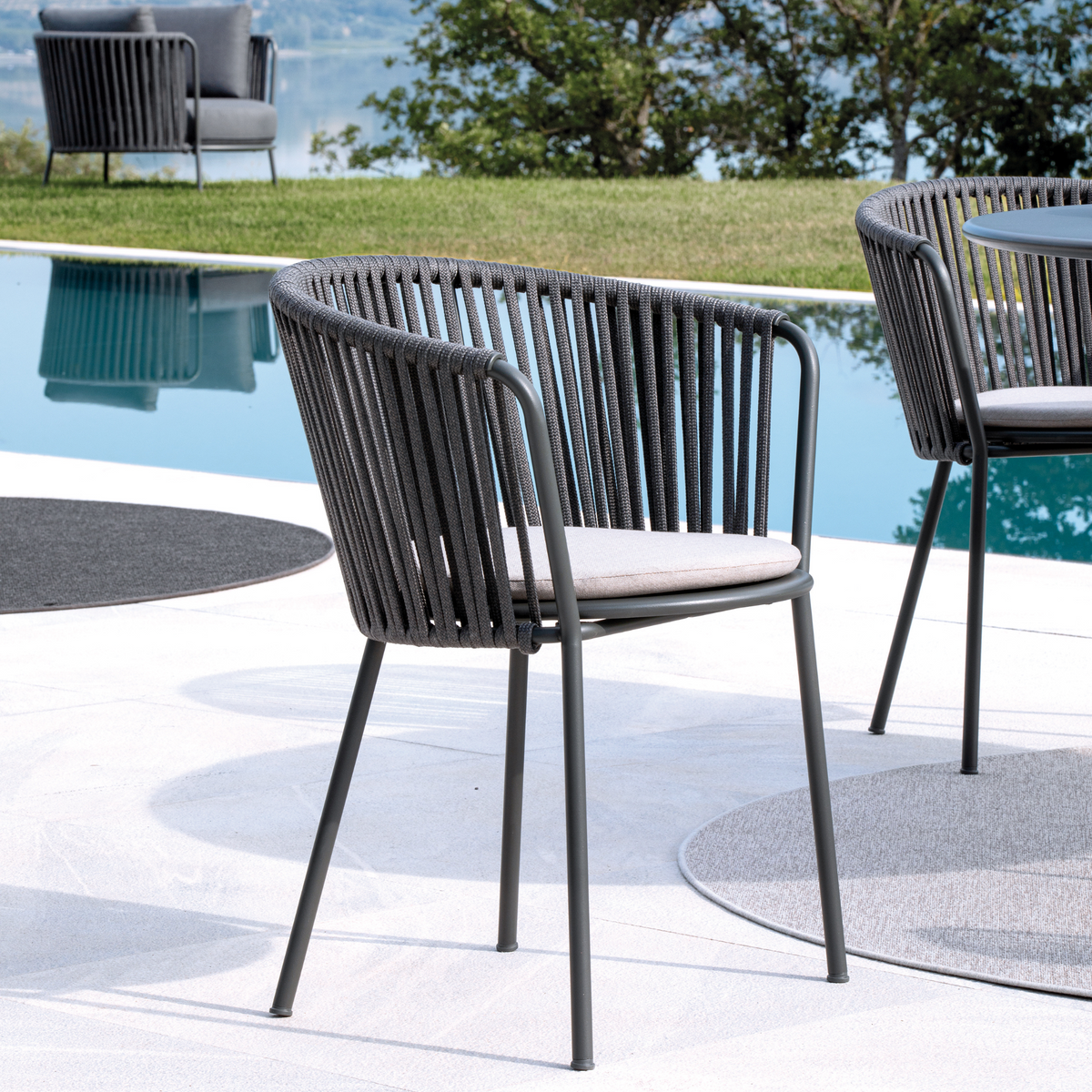 Set di sedie in acciaio inox e corda "Daisy Rope" da giardino cm 62x50 80h