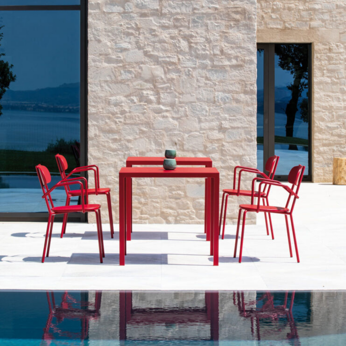 Sedie "Fox" da giardino in metallo verniciato impilabili cm 53x53 84h