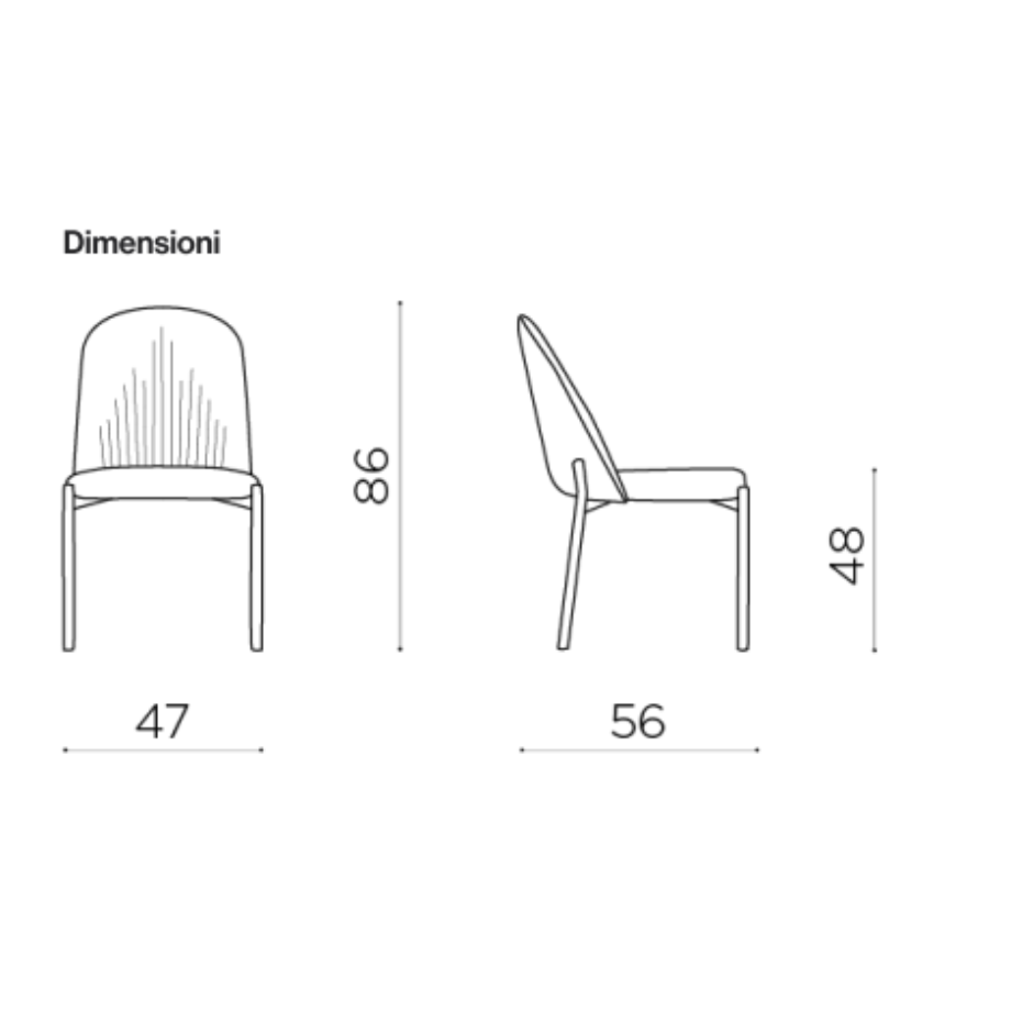 Set 4 sedie "Nova" imbottite in tessuto con struttura in metallo cm 47x56 86h