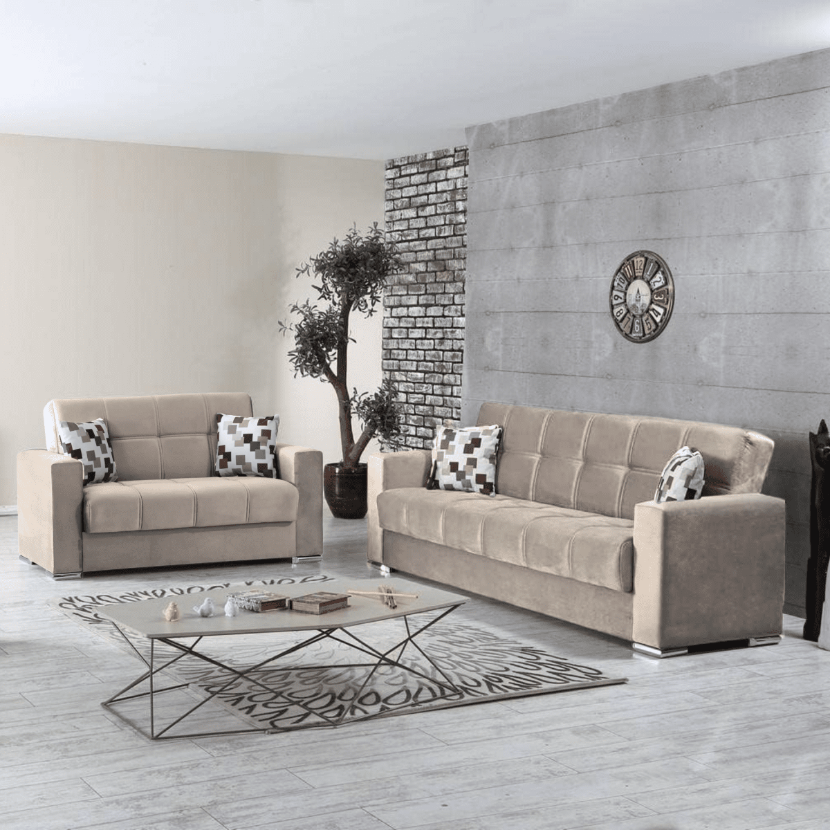 Divano letto 3 posti contenitore "Alba" in tessuto con piedi cromati cm 226x85 92h - MondoViro