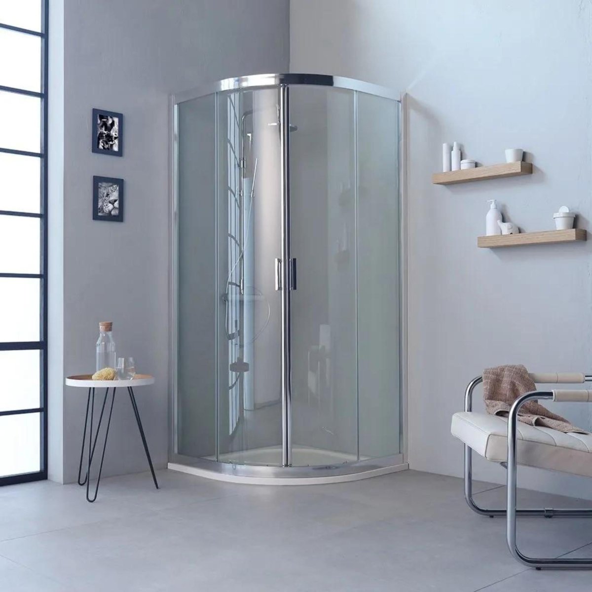 Box doccia semicircolare con ante scorrevoli "Ferrara Two" in vetro temperato h 195 cm - MondoViro