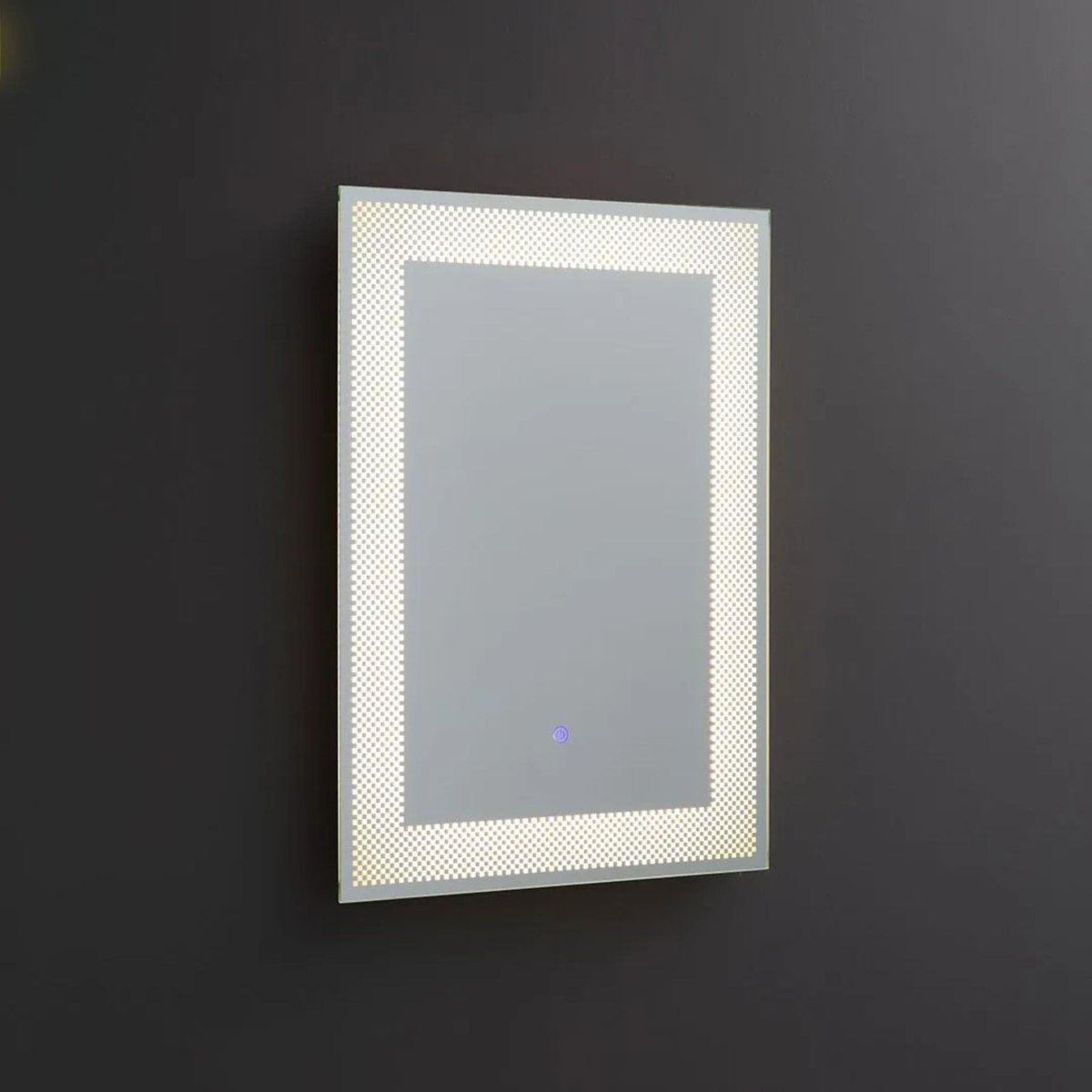 Specchio rettangolare a led "Fresno" con cornice decorata illuminata cm 50x70 - MondoViro