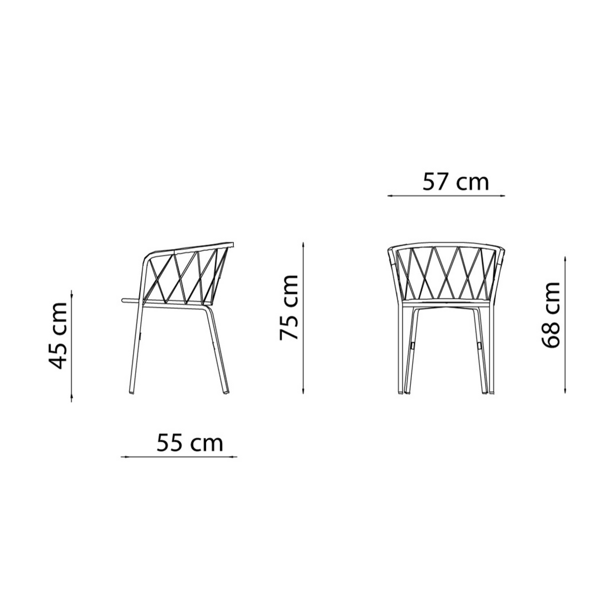 Sedia da giardino in metallo verniciato impilabili "Daisy" cm 57x55 75h