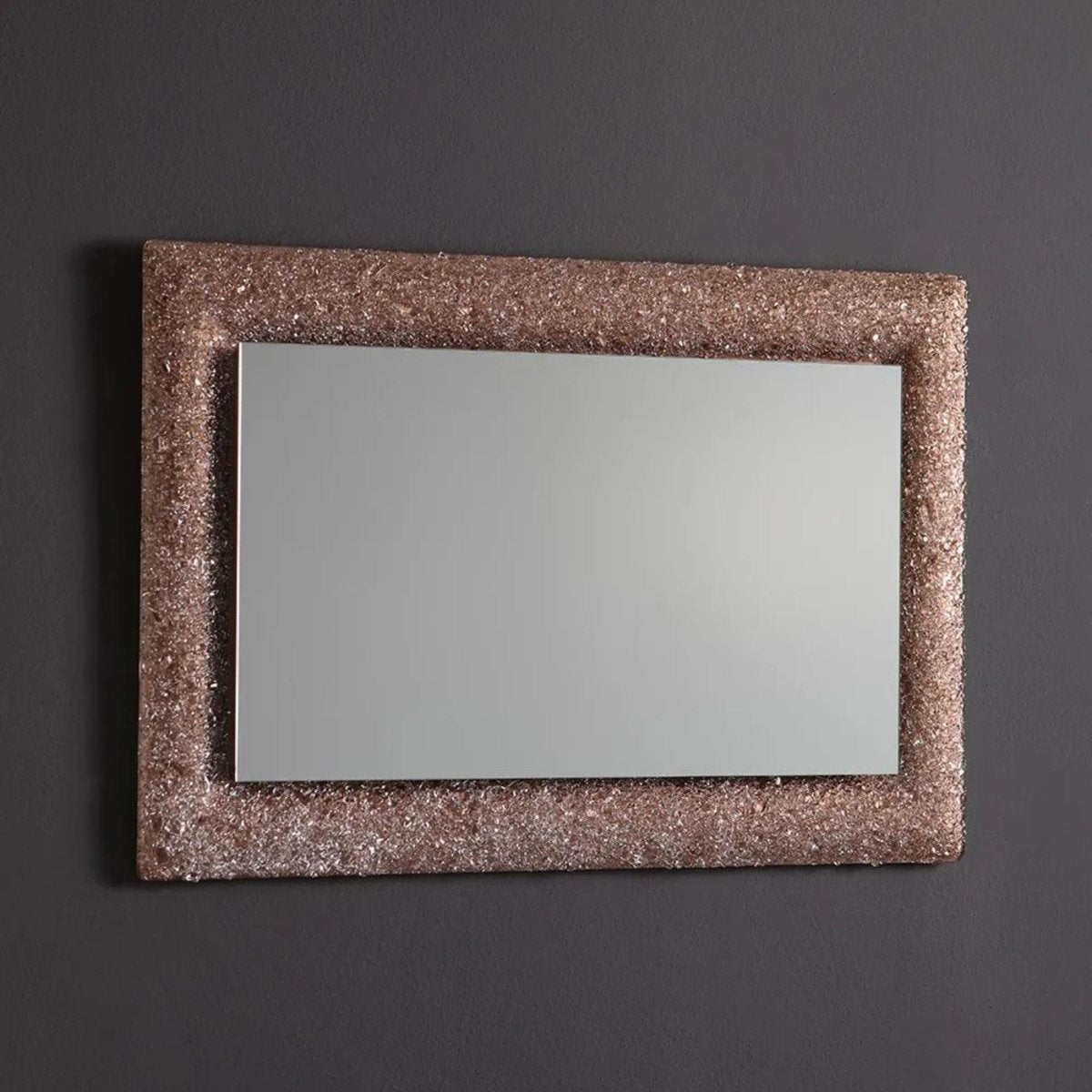Specchio a led rettangolare "Serranova2" con cornice in graniglia di vetro cm 90x62 - MondoViro