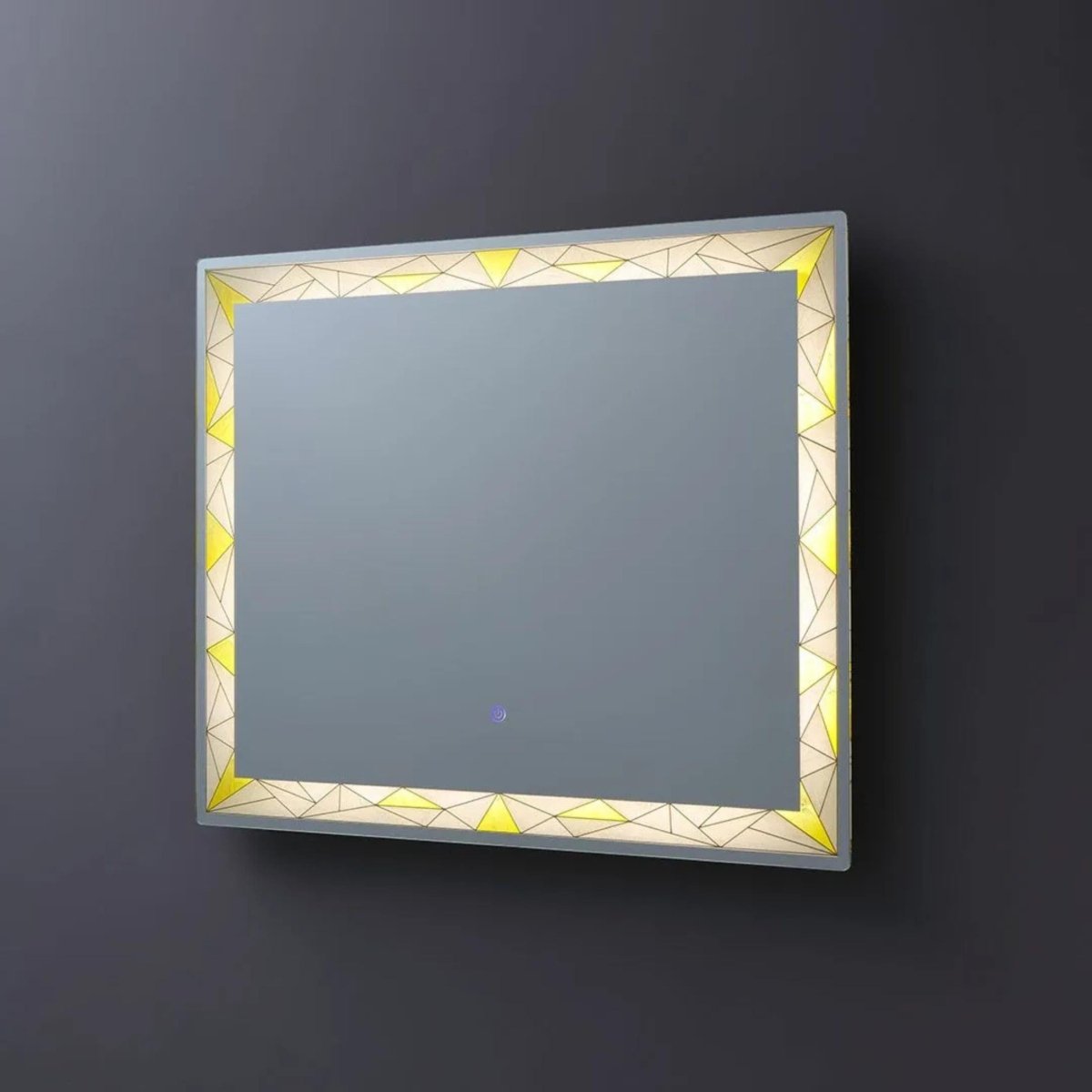Specchio a led da parete "Mosaic" touch con inserti satinati e colorati - MondoViro