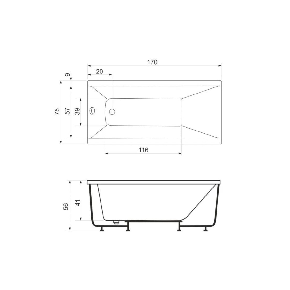 Vasca da bagno idromassaggio ad angolo "Agata" in acrilico cm 170x75 56h - MondoViro