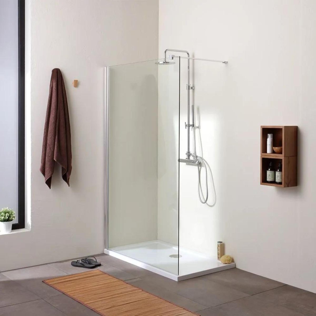Box doccia a parete singola "Walk - in" in vetro trasparente h 190 cm - MondoViro