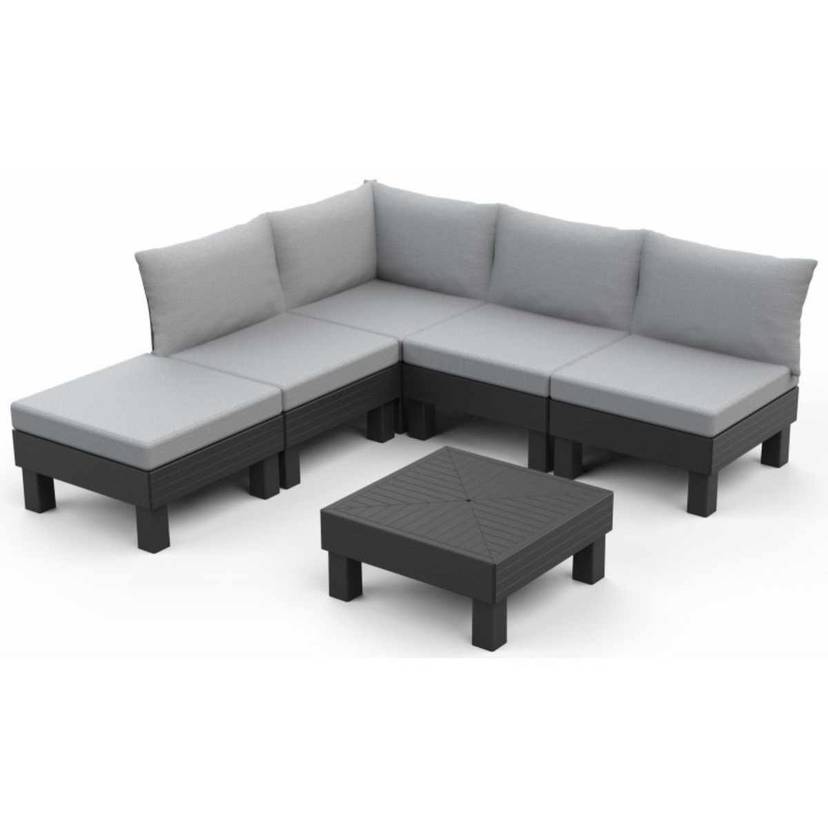 Set da giardino 5 posti "Elements" divano 2 poltrone e 1 tavolino modulare