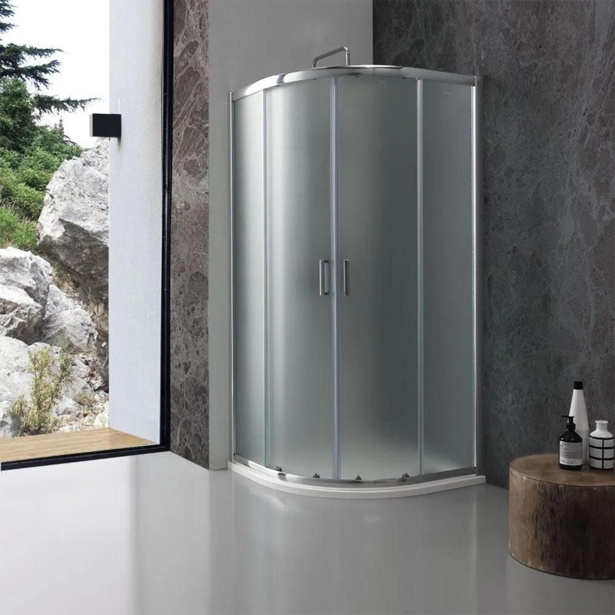 Box doccia semicircolare "Genova" con 2 ante scorrevoli in vetro temperato h 185 cm - MondoViro