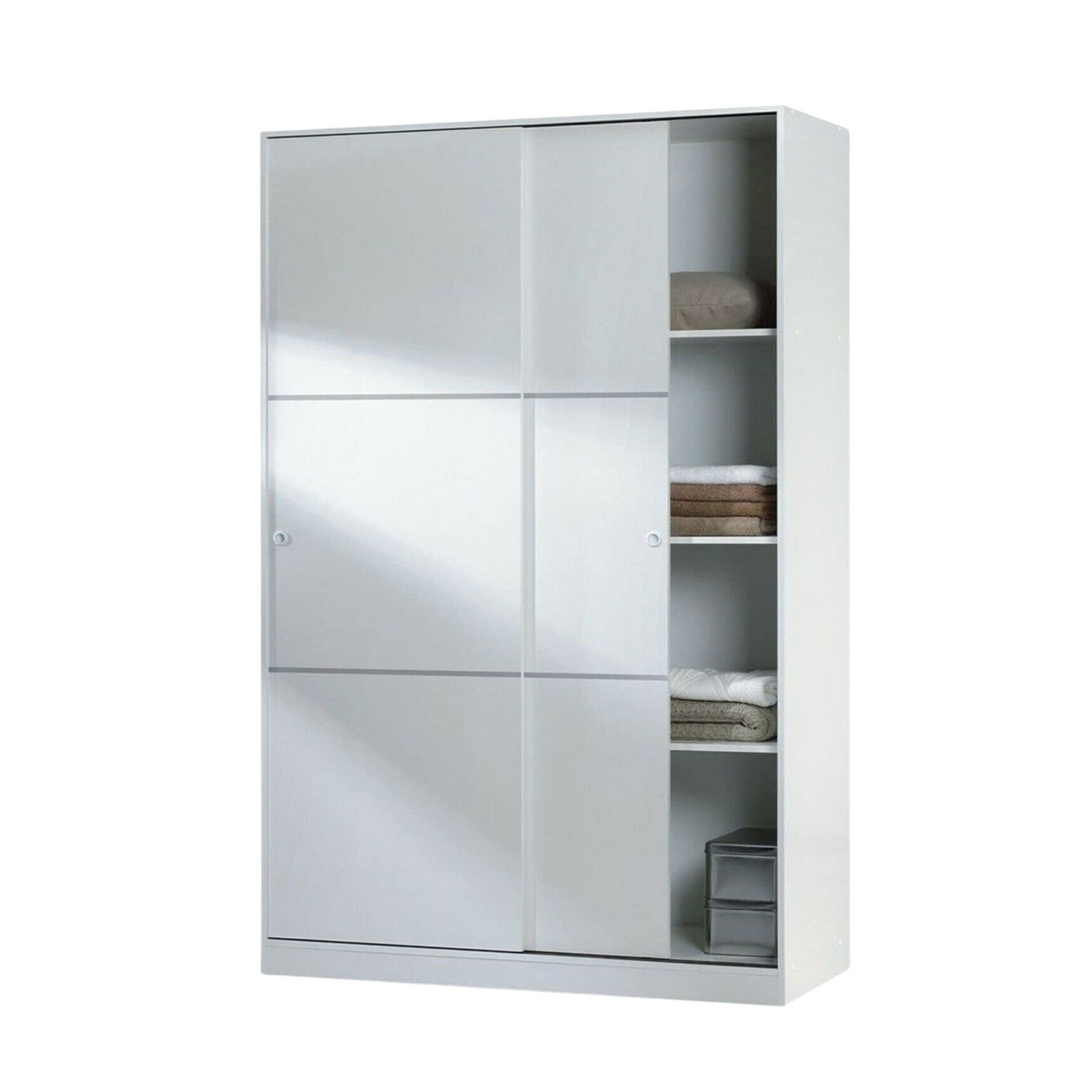 Armadio in legno bianco "Home" con 2 ante scorrevoli e 3 ripiani cm 120x50 200 h