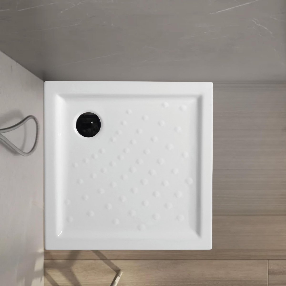 Piatto doccia quadrato "Matera" in ceramica bianca antiscivolo con bordi rialzati - MondoViro