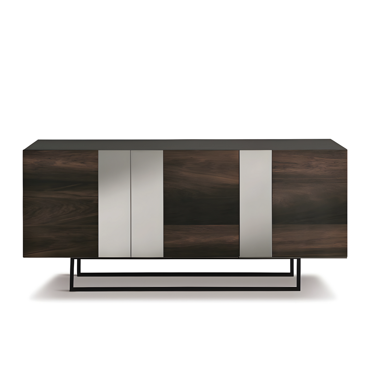 Madia moderna 3 ante già assemblata "Isabel" in legno inserti specchio cm 180x50 80h