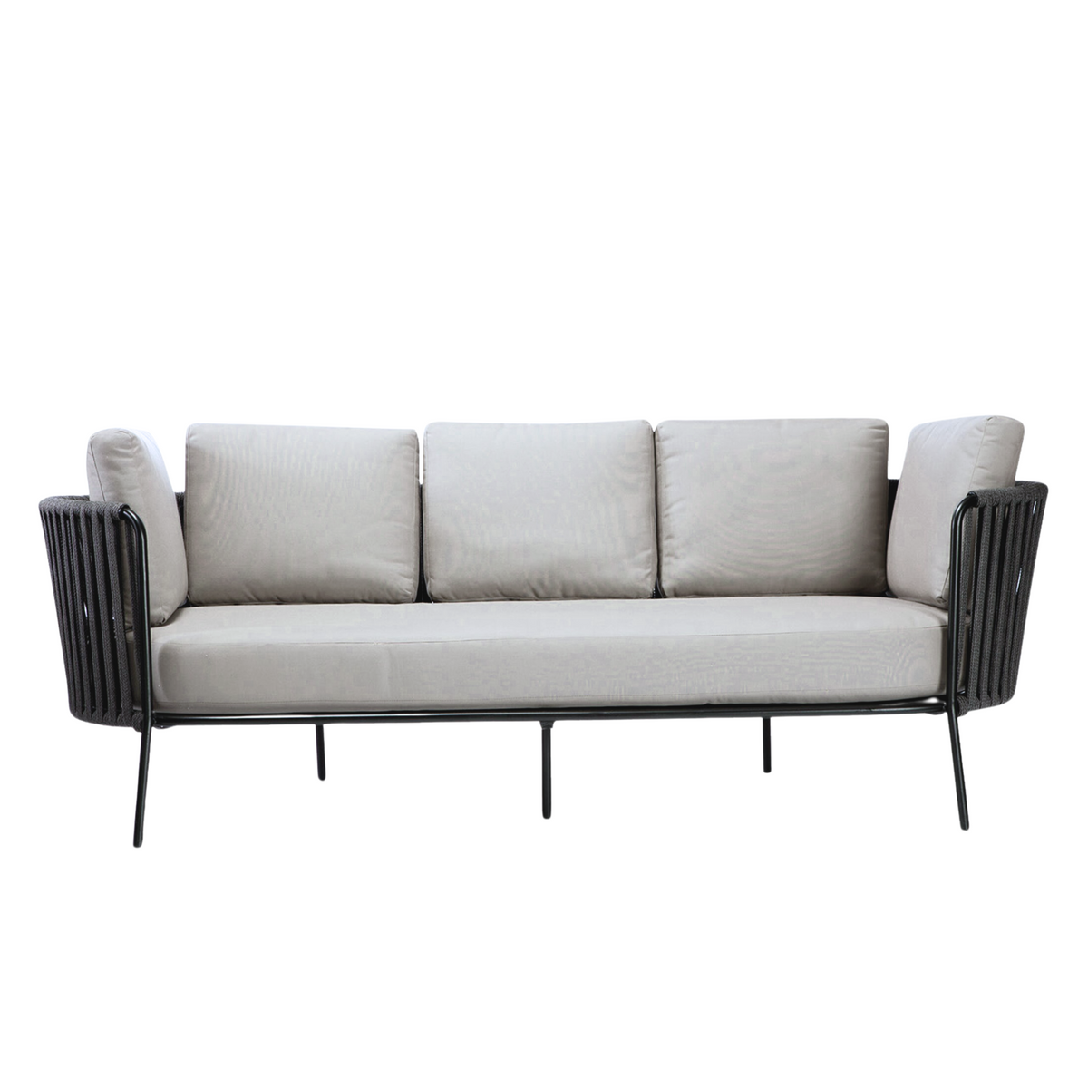 Divano 3 posti in corda e acciaio inox "Daisy Rope" sofà lounge da giardino cm 220x80 71h