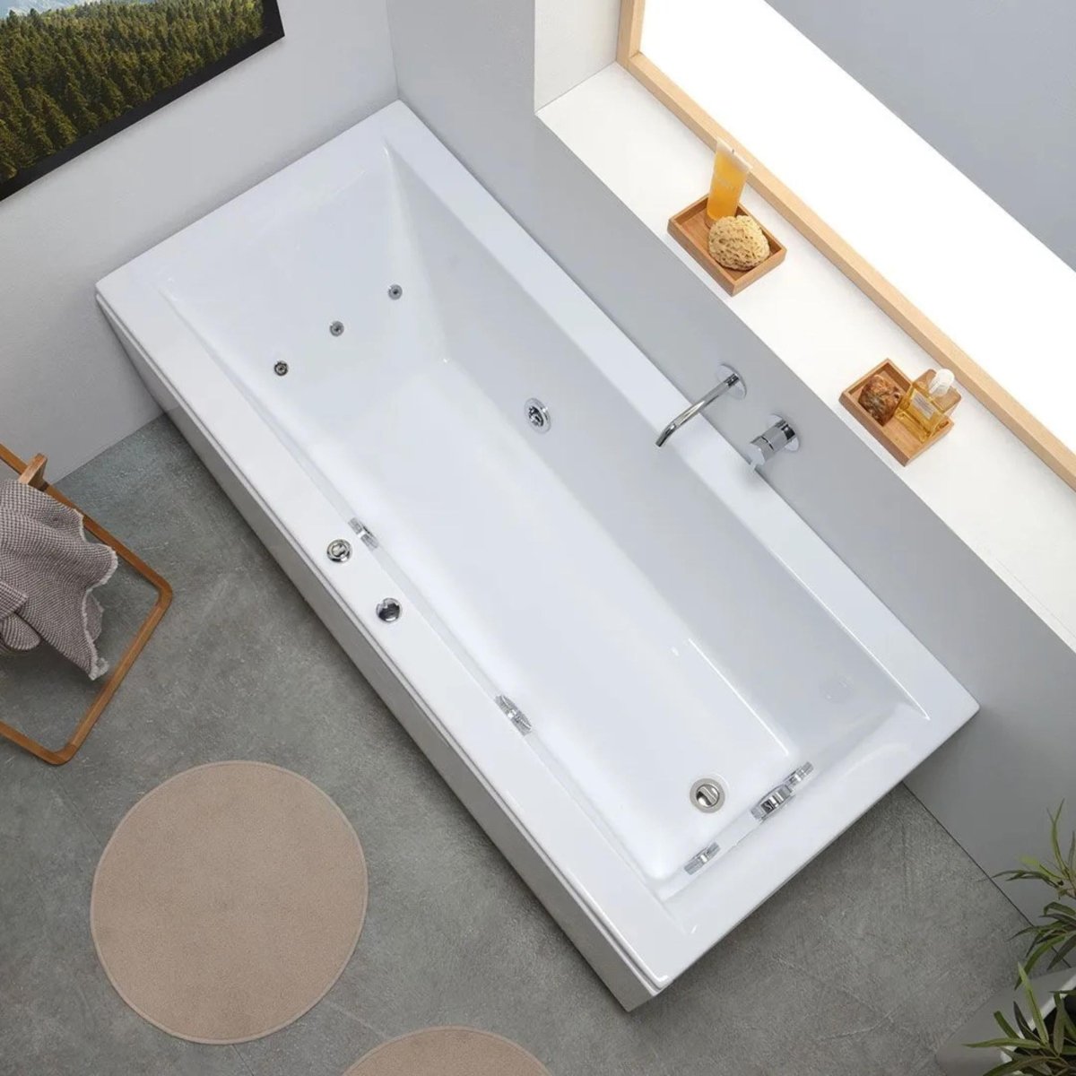 Vasca da bagno idromassaggio ad angolo "Agata" in acrilico cm 170x75 56h - MondoViro