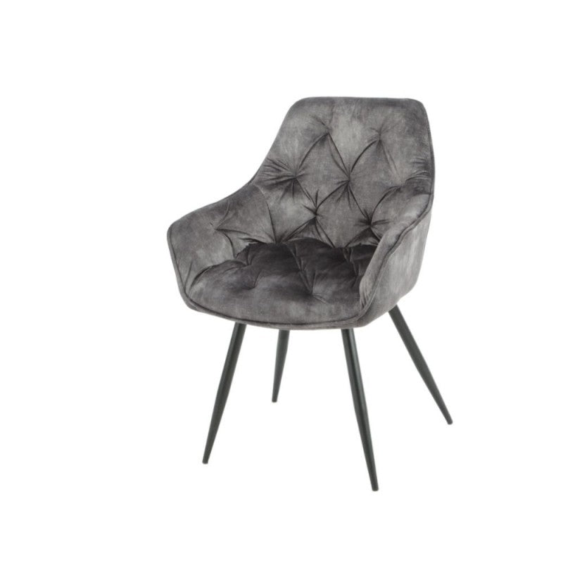 Set di sedie da pranzo "Senna" imbottite in velluto con gambe in metallo nere cm 59x60 86h - MondoViro