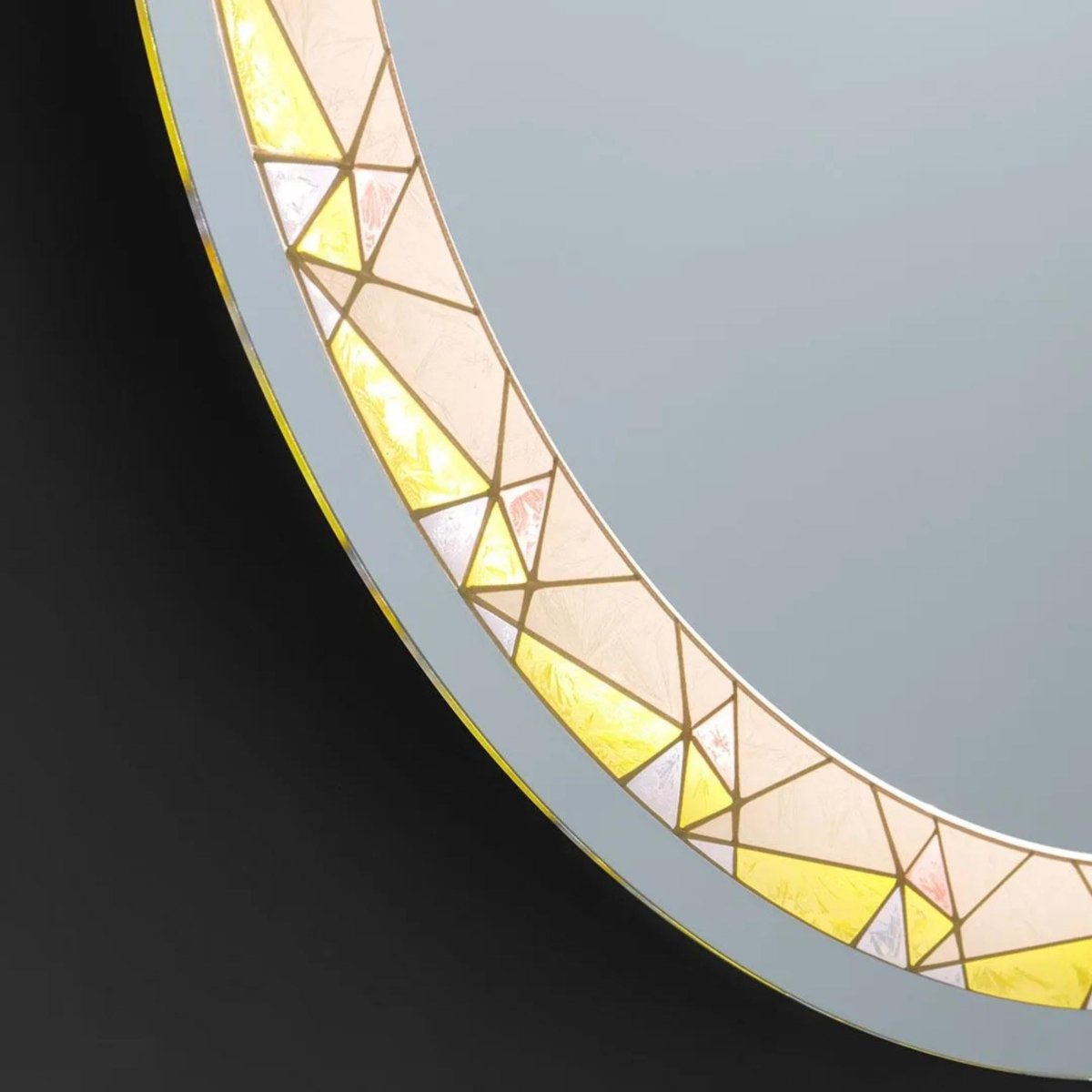 Specchio a led da parete "Mosaic" touch con inserti satinati e colorati - MondoViro
