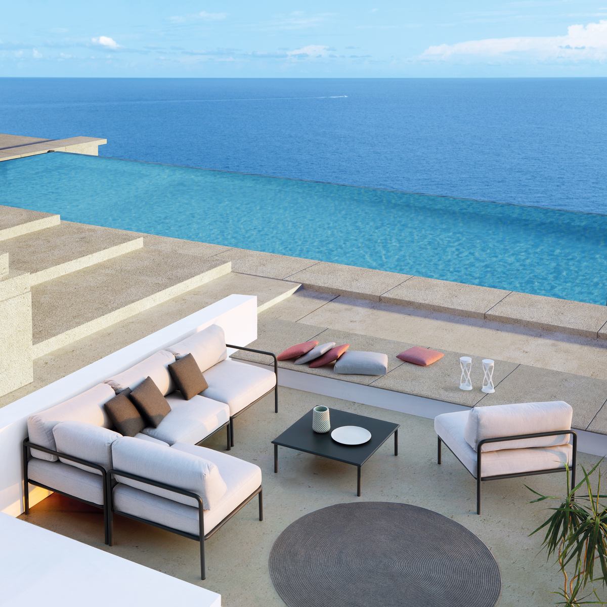 Tavolo basso in metallo "Miami" tavolino da caffè per giardino cm 80x80 35h