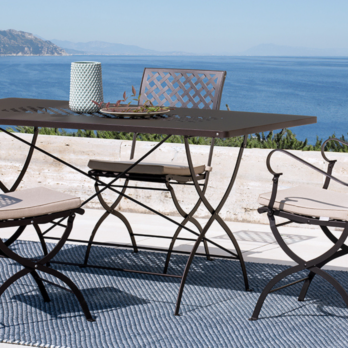 Set 4 Pz sedie pieghevoli moderne in metallo "Springtime" da giardino cm 45x56 90h