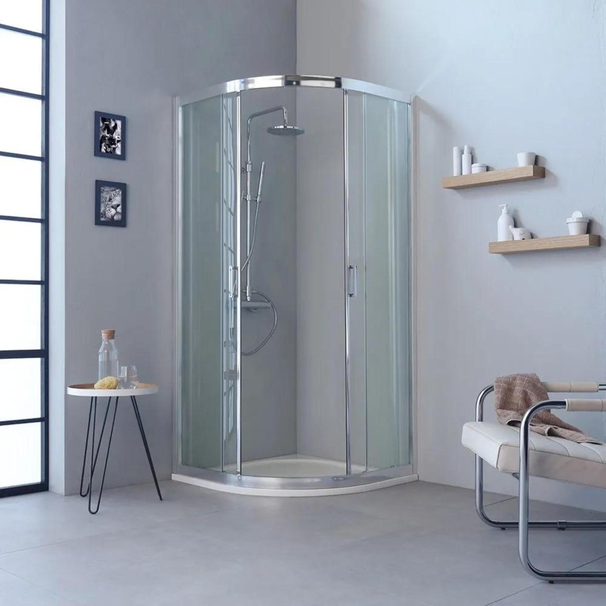 Box doccia semicircolare con ante scorrevoli "Ferrara Two" in vetro temperato h 195 cm - MondoViro