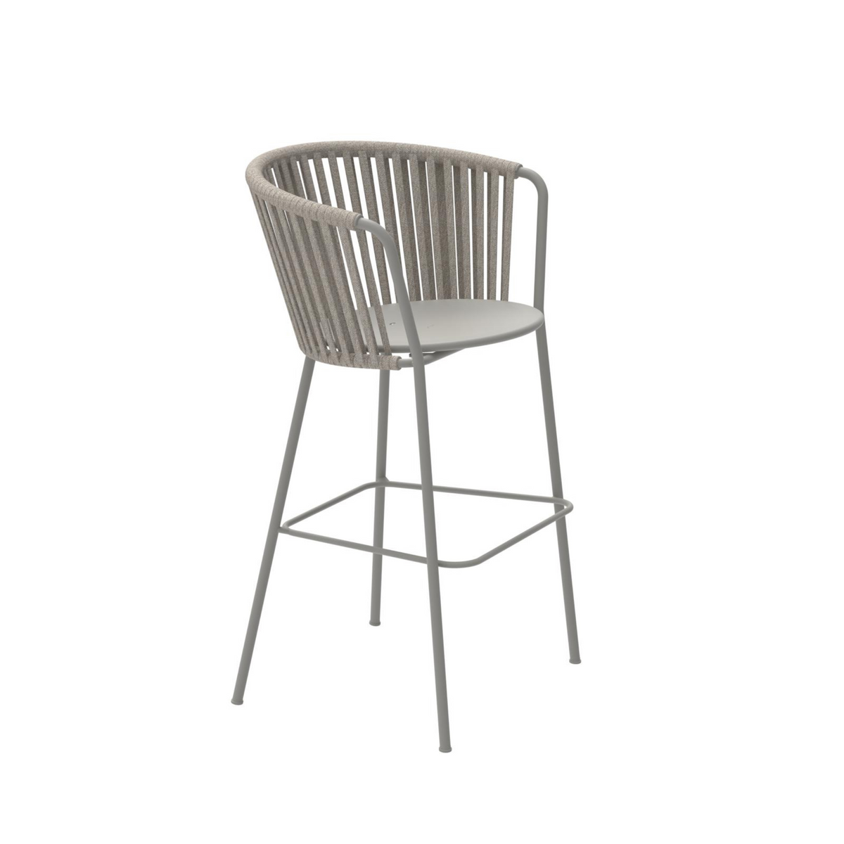 Sgabello alto in acciaio inox e corda "Daisy Rope" da giardino cm 62x53 104h