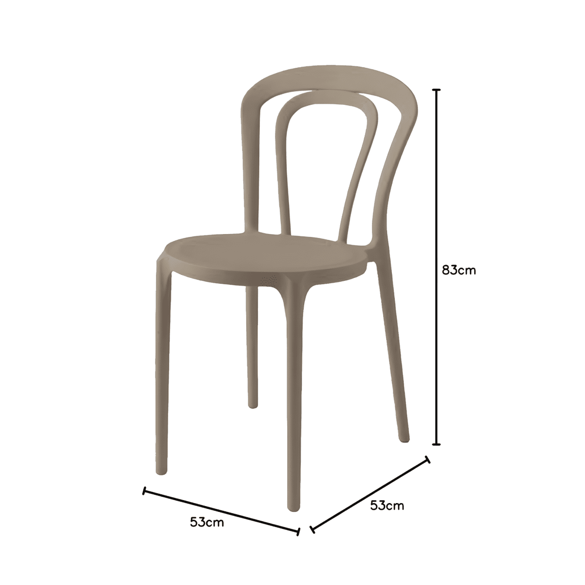 Set di sedie moderne "Caffè" in polipropilene impilabili per esterno e interno cm 53x53 83h - MondoViro