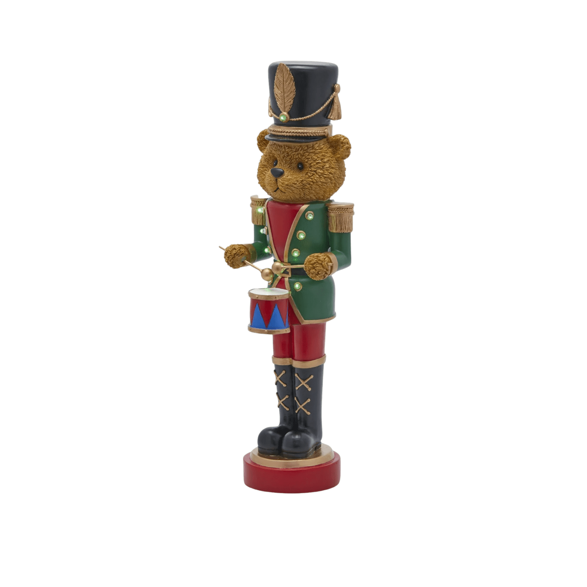 Orso soldatino con miniled decorazione natalizia cm 46h - MondoViro
