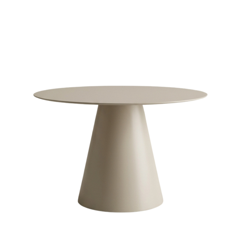 Tavolo tondo fisso "Paride" con base conica e piano in vetro cm Ø 120x76h