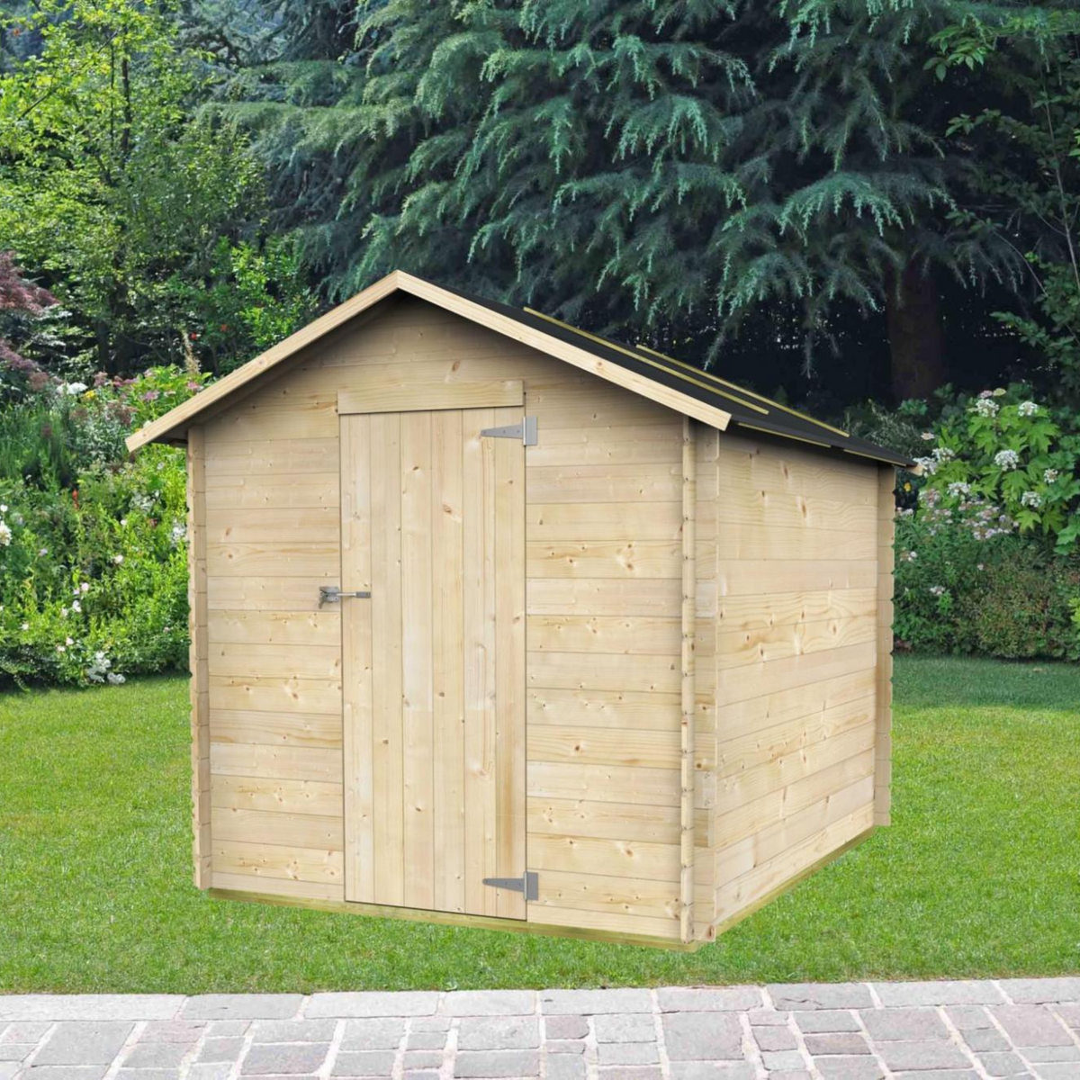 Casetta in legno da giardino "Formia" porta singola a battente cieca cm 178x218 188h