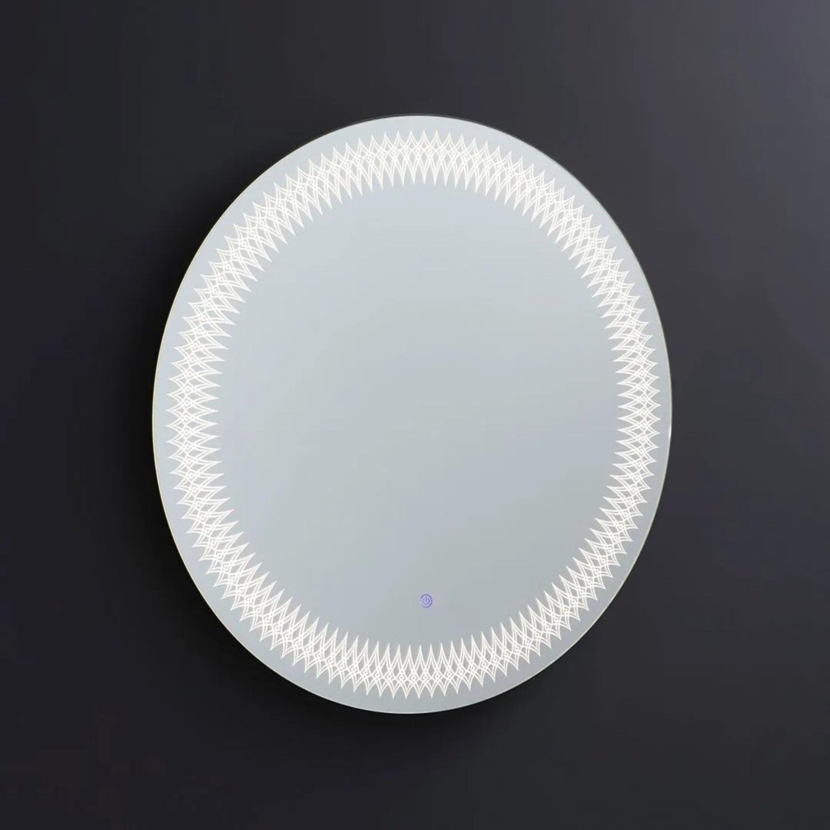 Specchio rotondo con cornice decorata a led "Illusione" in alluminio cm 80x80 - MondoViro
