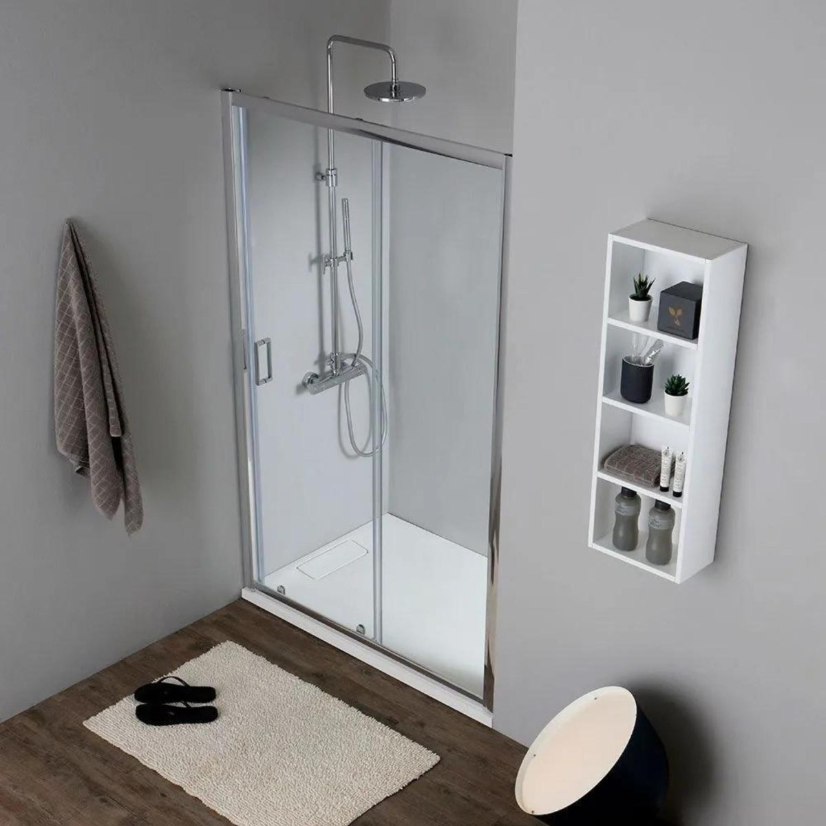 Doccia nicchia con porta scorrevole "Genova" in vetro temperato trasparente h 185 cm - MondoViro
