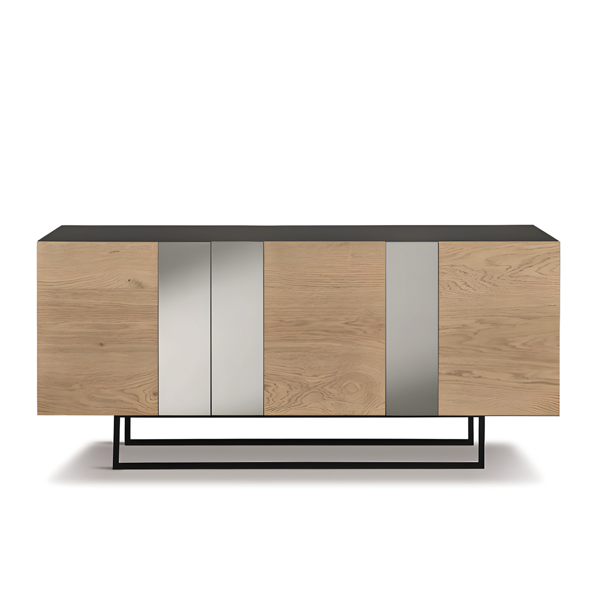 Madia moderna 3 ante già assemblata "Isabel" in legno inserti specchio cm 180x50 80h