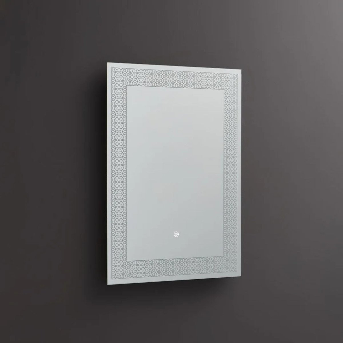 Specchio rettangolare a led "Fresno" con cornice decorata illuminata cm 50x70 - MondoViro