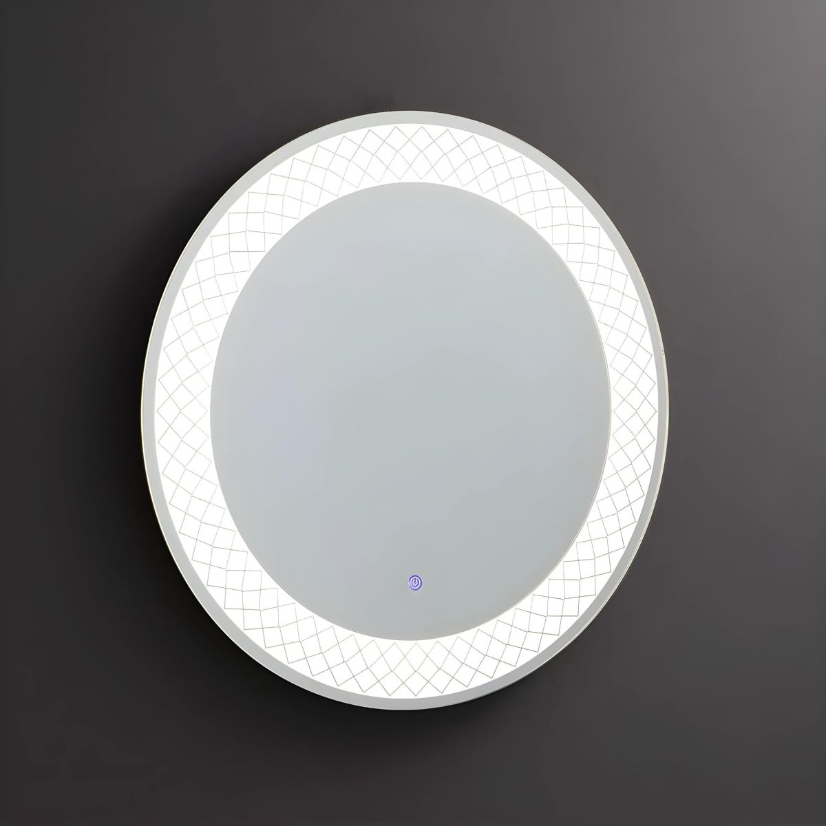 Specchio rotondo con cornice illuminata a led "Aura" in alluminio cm 70x70 - MondoViro