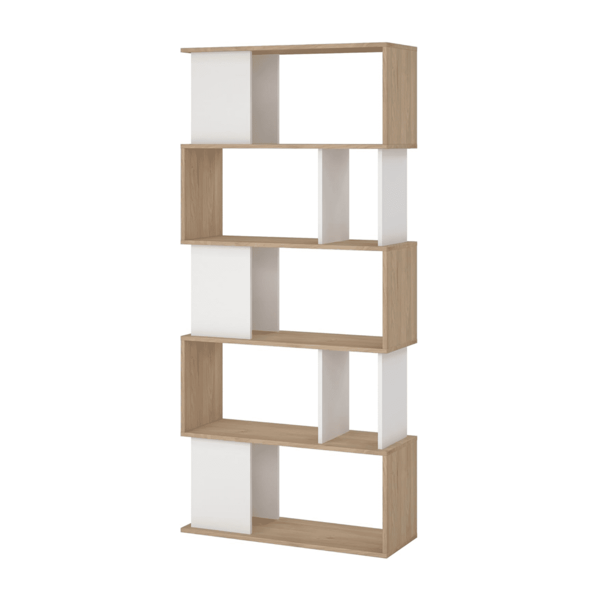 Libreria moderna alta a giorno "Maze" 5 ripiani in legno da soggiorno cm 80x29,5 173,5h - MondoViro