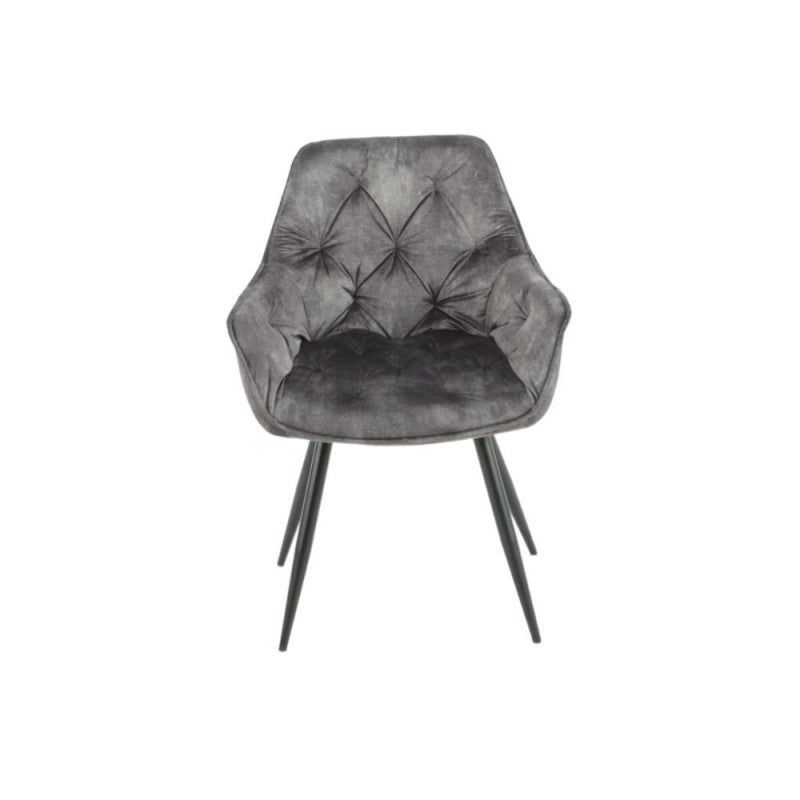 Set di sedie da pranzo "Senna" imbottite in velluto con gambe in metallo nere cm 59x60 86h - MondoViro