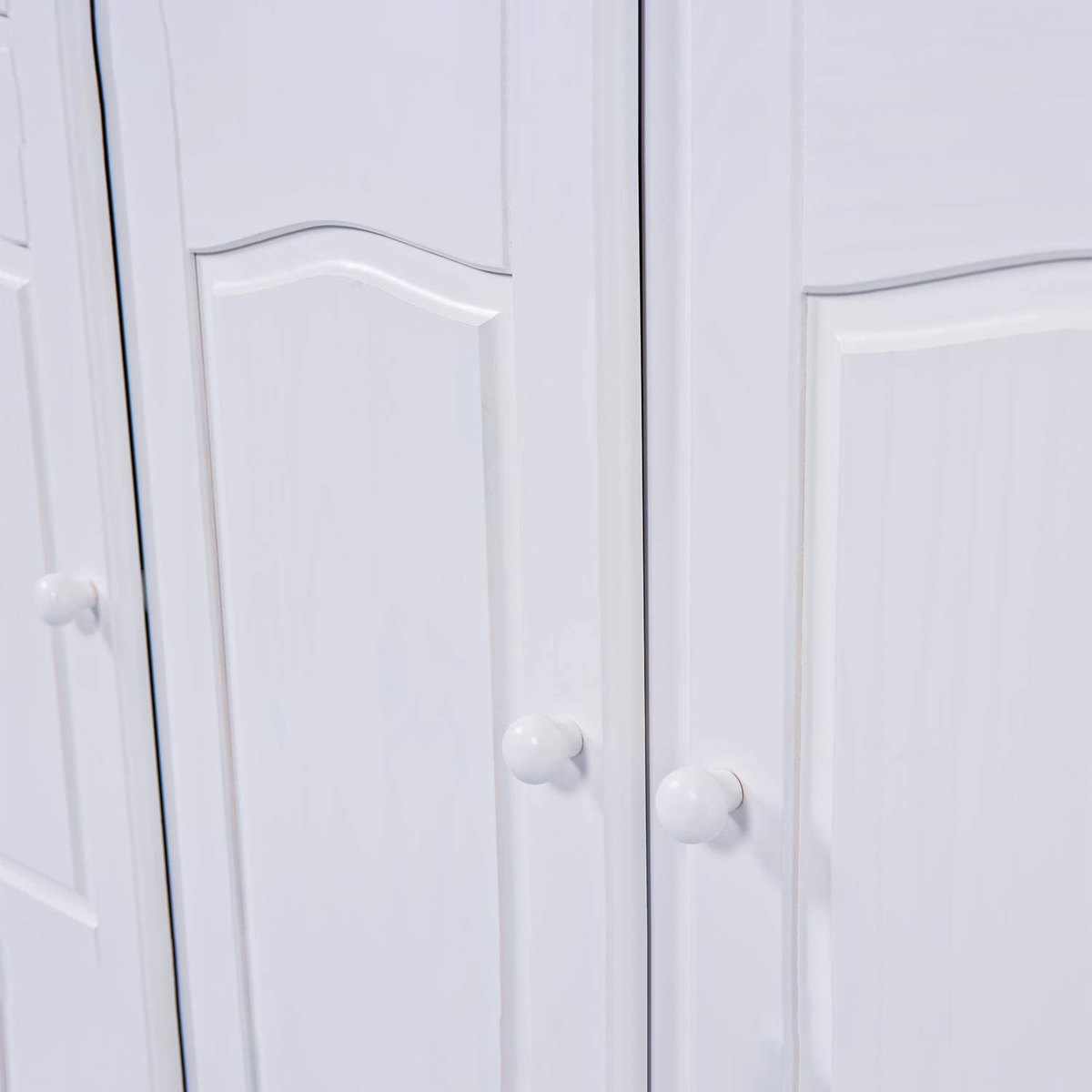 Credenza in legno massello bianco venato "Valencia" con vano a giorno h 198 cm