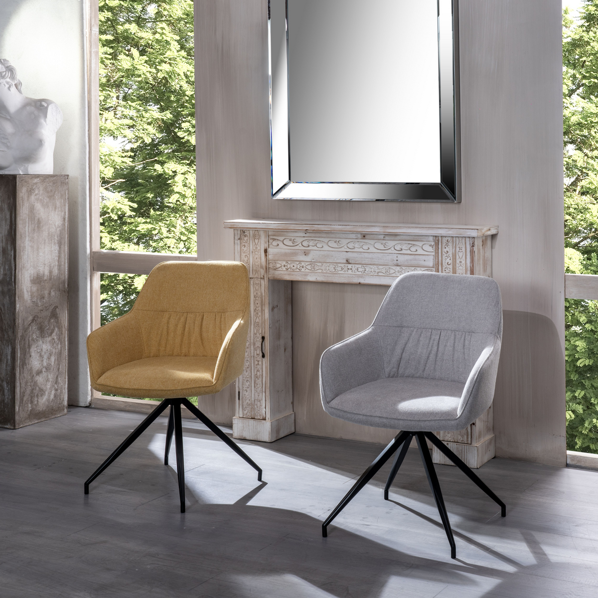 Set di sedie imbottite "Anemone" poltrone moderne da soggiorno in tessuto