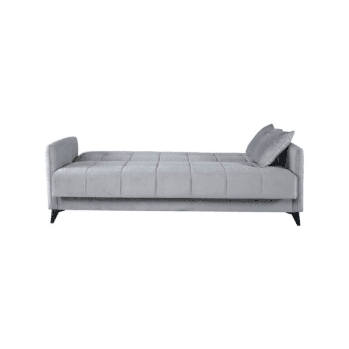 Divano letto a 3 posti contenitore "Santi Bacos" in velluto con 2 cuscini cm 211x92 98h - MondoViro