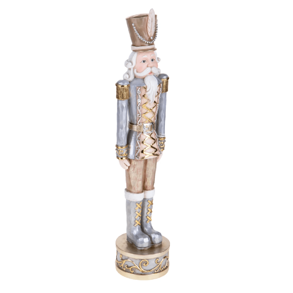 Statuetta soldato schiaccianoci con cappello decorazione natalizia elegante in resina cm 38h - MondoViro