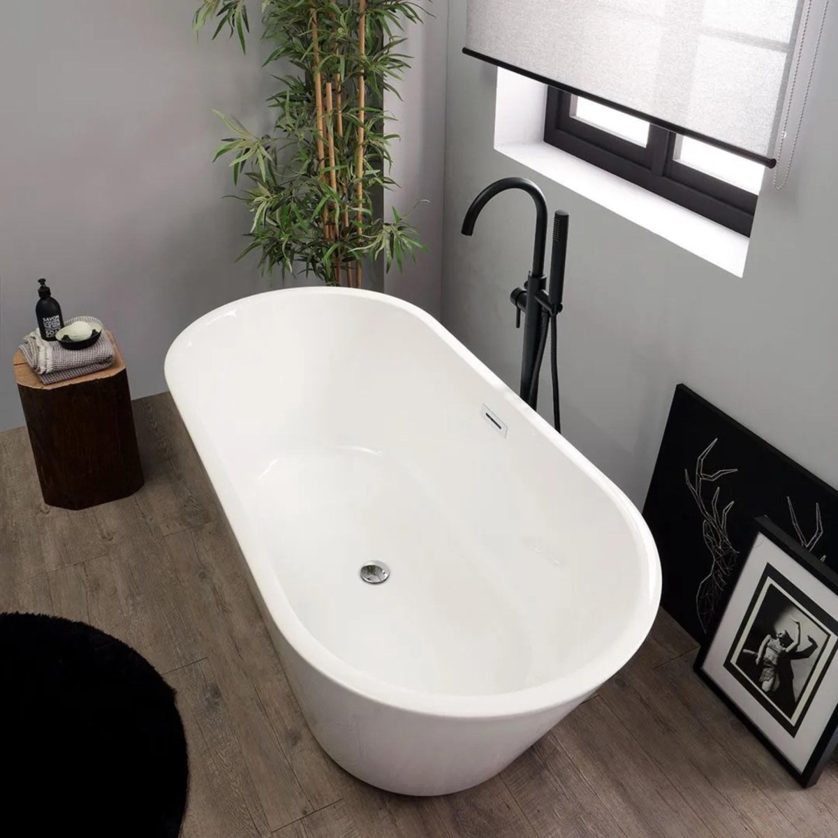 Vasca da bagno ovale svasata "Anita" autoportante in acrilico bianco - MondoViro