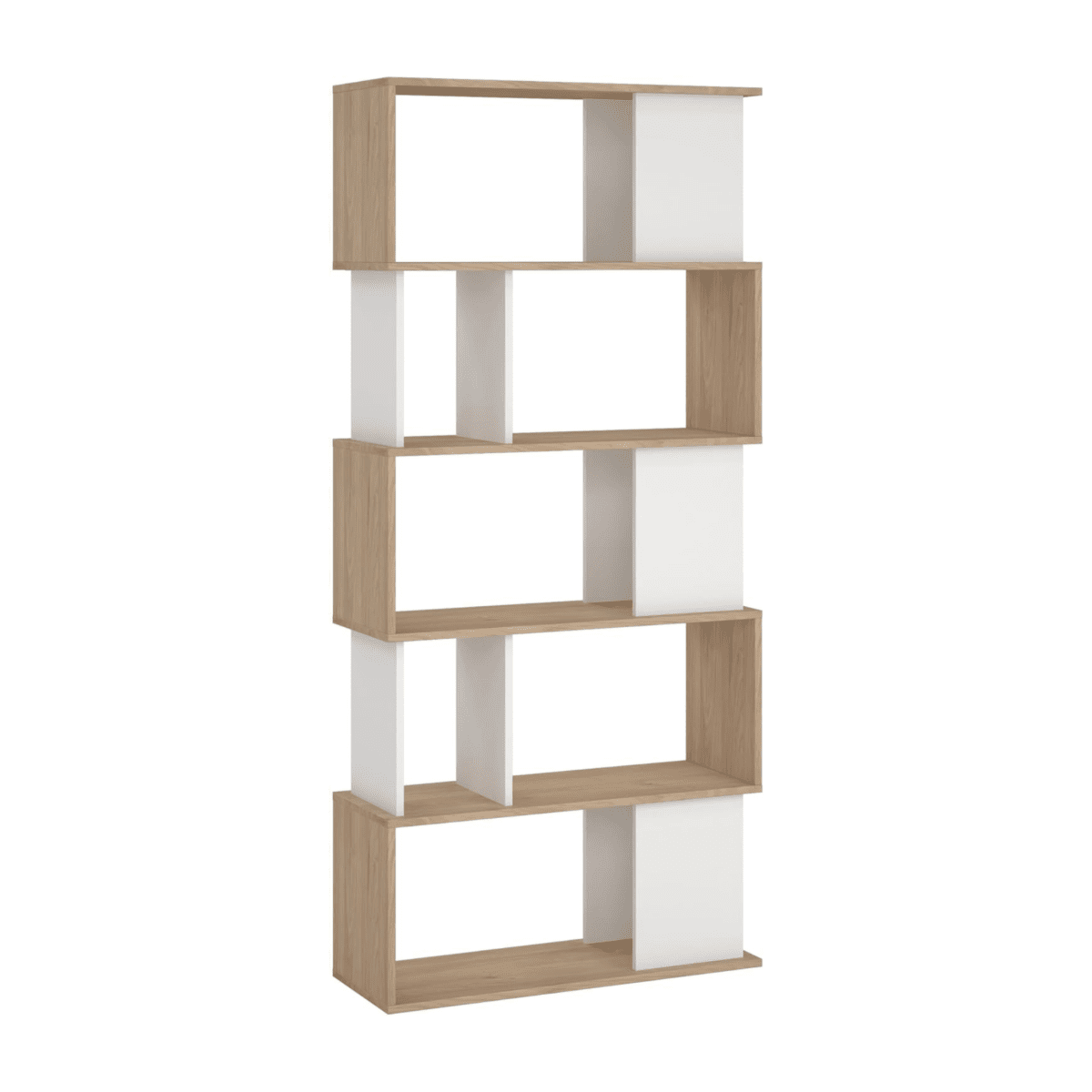 Libreria moderna alta a giorno "Maze" 5 ripiani in legno da soggiorno cm 80x29,5 173,5h - MondoViro