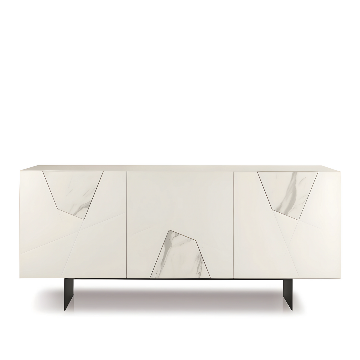 Madia moderna 3 ante "Adelaide" in legno inserti in vetro effetto marmo cm 180x50 80h
