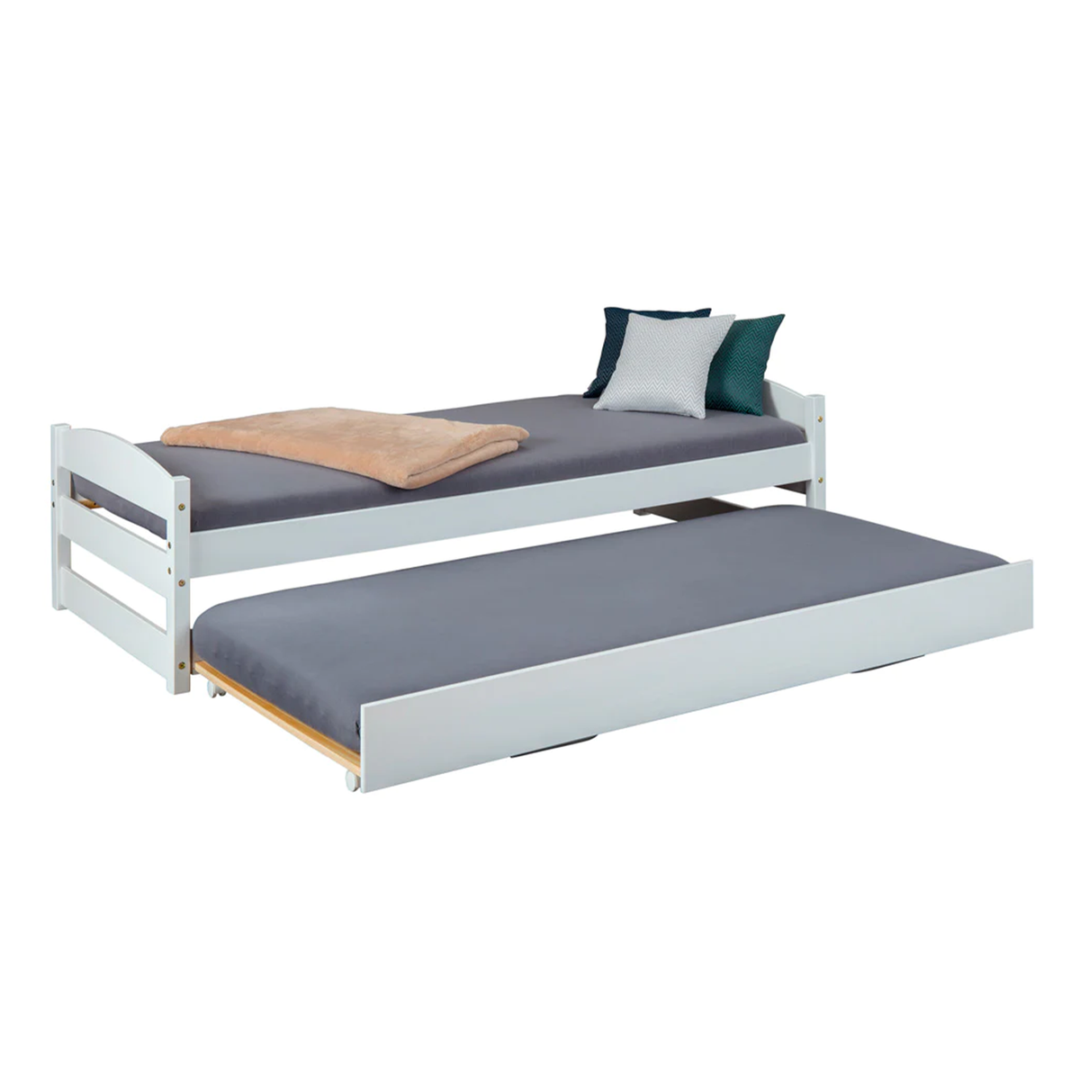 Letto doppio estraibile a scomparsa 3 funzioni in legno bianco cm 209x97 62h