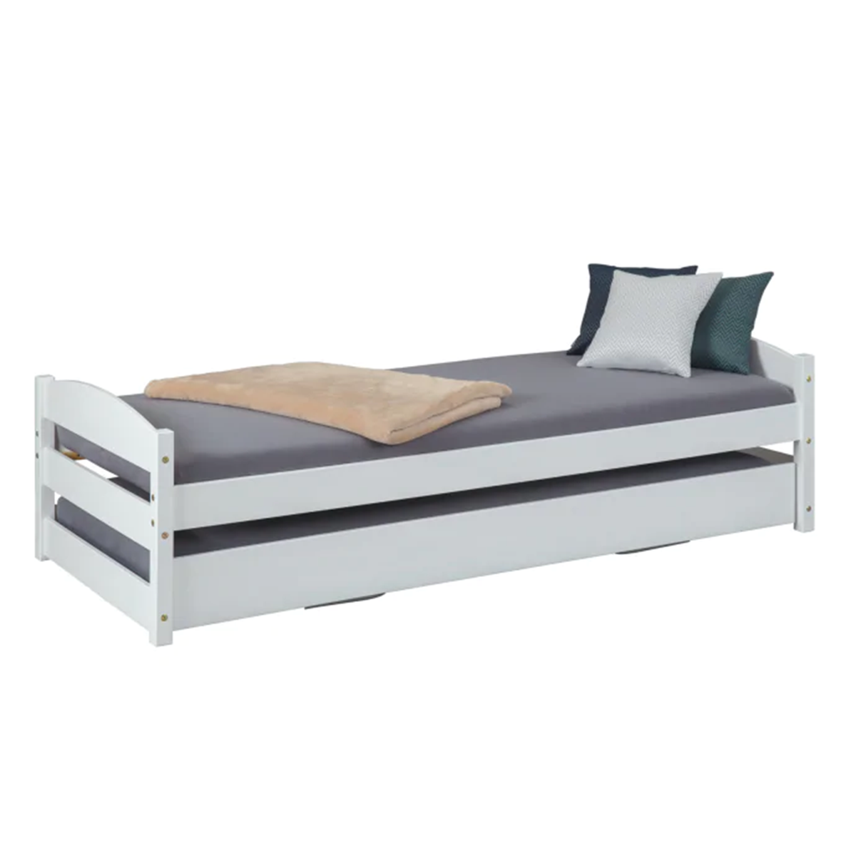 Letto doppio estraibile a scomparsa 3 funzioni in legno bianco cm 209x97 62h
