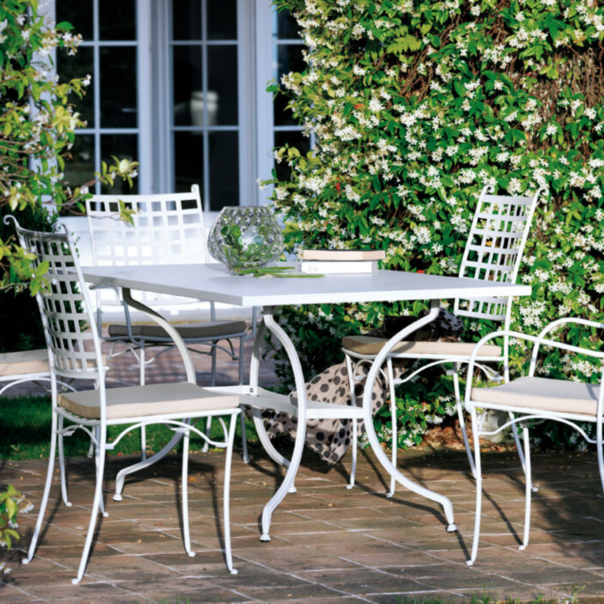 Tavolo rettangolare da pranzo in metallo zincato "Tosca" per giardino cm 180x90 75h