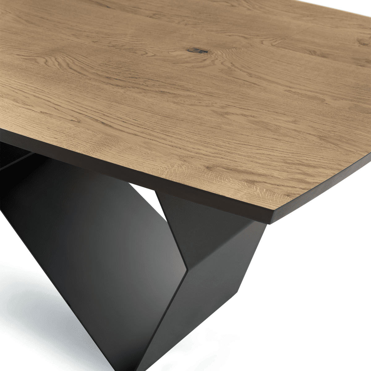Tavolo allungabile da pranzo "Reina" con base in metallo e piano in rovere cm 200/300x100 75h - MondoViro