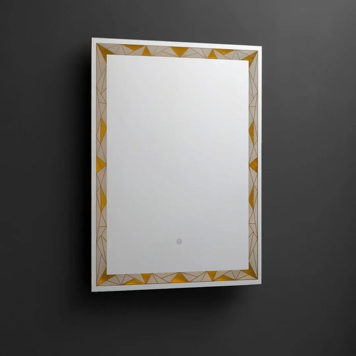 Specchio a led da parete "Mosaic" touch con inserti satinati e colorati - MondoViro