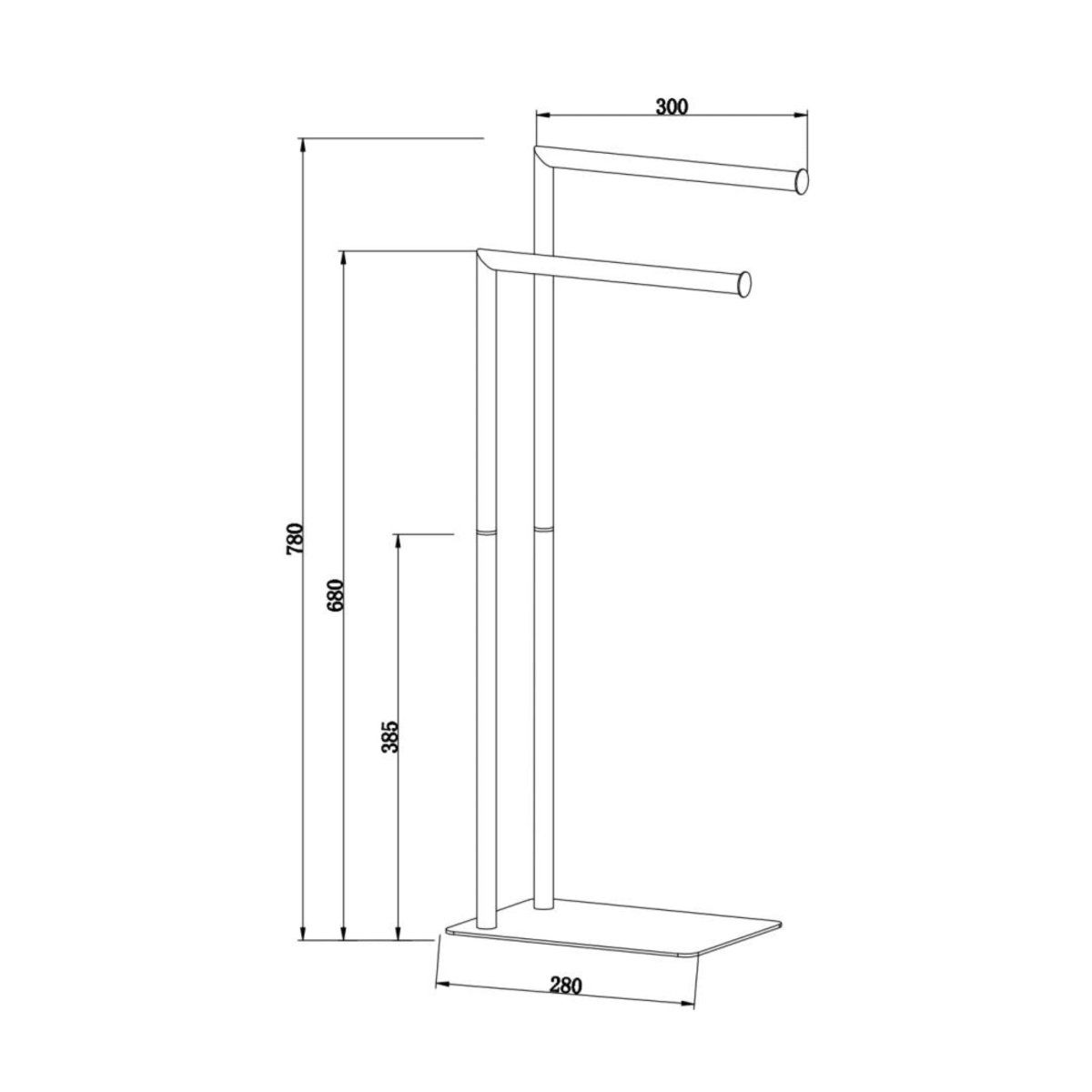 Piantana porta 2 salviette "Wilhelm" in metallo cromato con basamento rettangolare - MondoViro